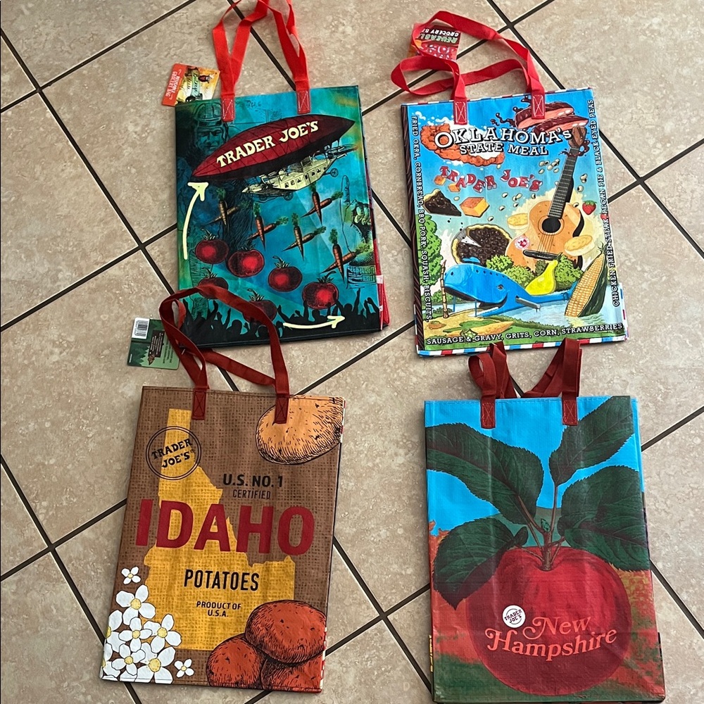 Colorful Trader Joe's Tote Bags Set